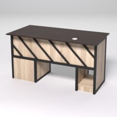 Стол для компьютера СК-34 (Правосторонний) СТРОНГ в стиле ЛОФТ декор №2, Дуб Венге и Дуб Сонома