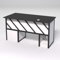 Стол для компьютера СК-34 (Правосторонний) СТРОНГ в стиле ЛОФТ декор №2, Черный и Белый