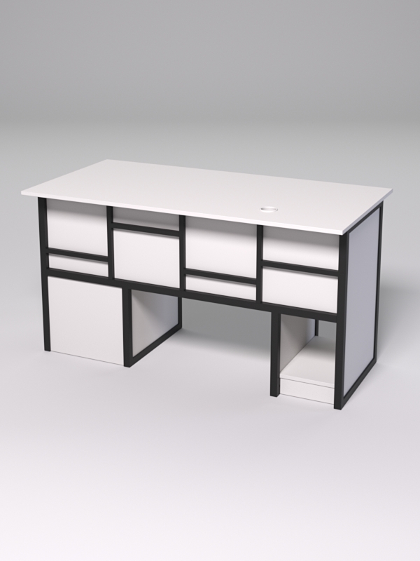 Стол для компьютера СК-34 (Правосторонний) СТРОНГ в стиле ЛОФТ декор №3, Белый