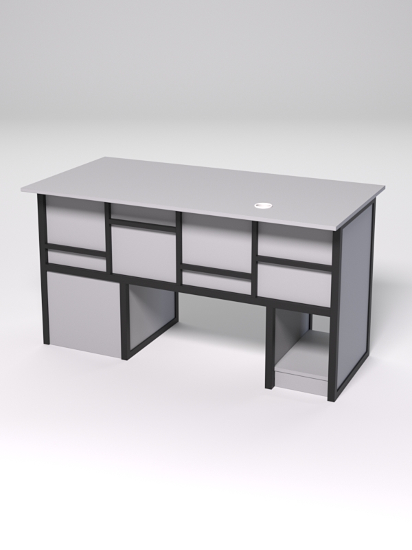 Стол для компьютера СК-34 (Правосторонний) СТРОНГ в стиле ЛОФТ декор №3, Серый