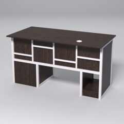 Стол для компьютера СК-34 (Правосторонний) СТРОНГ в стиле ЛОФТ декор №3, Дуб Венге + металлический каркас Белый