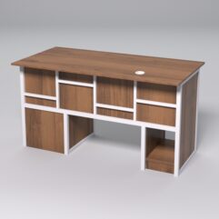 Стол для компьютера СК-34 (Правосторонний) СТРОНГ в стиле ЛОФТ декор №3, Орех + металлический каркас Белый