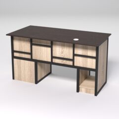Стол для компьютера СК-34 (Правосторонний) СТРОНГ в стиле ЛОФТ декор №3, Дуб Венге и Дуб Сонома