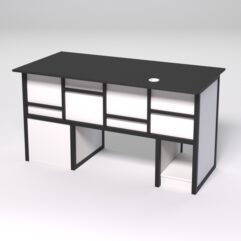 Стол для компьютера СК-34 (Правосторонний) СТРОНГ в стиле ЛОФТ декор №3, Черный и Белый