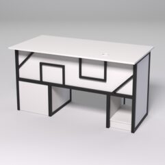 Стол для компьютера СК-34 (Правосторонний) СТРОНГ в стиле ЛОФТ декор №4, Белый