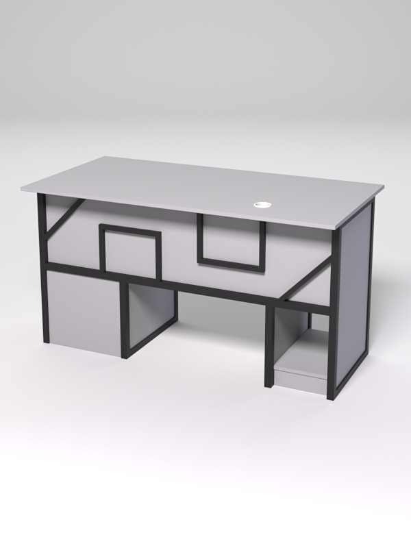 Стол для компьютера СК-34 (Правосторонний) СТРОНГ в стиле ЛОФТ декор №4, Серый