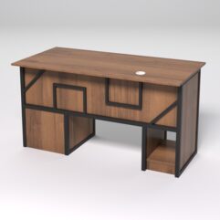 Стол для компьютера СК-34 (Правосторонний) СТРОНГ в стиле ЛОФТ декор №4, Орех