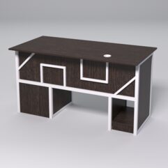 Стол для компьютера СК-34 (Правосторонний) СТРОНГ в стиле ЛОФТ декор №4, Дуб Венге + металлический каркас Белый