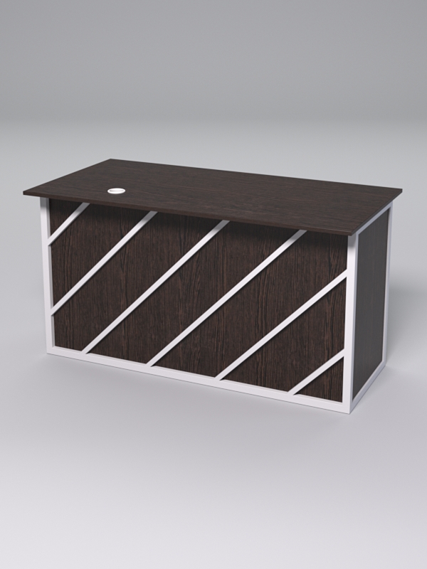 Стол для компьютера СК-34А (Правосторонний) СТРОНГ в стиле ЛОФТ декор №2, Дуб Венге + металлический каркас Белый