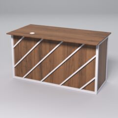 Стол для компьютера СК-34А (Правосторонний) СТРОНГ в стиле ЛОФТ декор №2, Орех + металлический каркас Белый