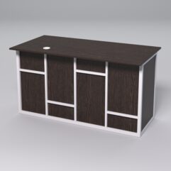 Стол для компьютера СК-34А (Правосторонний) СТРОНГ в стиле ЛОФТ декор №3, Дуб Венге + металлический каркас Белый