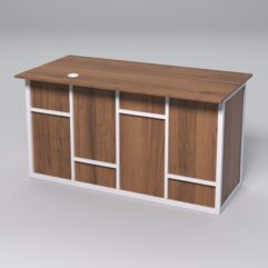 Стол для компьютера СК-34А (Правосторонний) СТРОНГ в стиле ЛОФТ декор №3, Орех + металлический каркас Белый