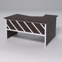 Стол эргономичный левосторонний НТ-040 СТРОНГ в стиле ЛОФТ декор №2, Дуб Венге + металлический каркас Белый