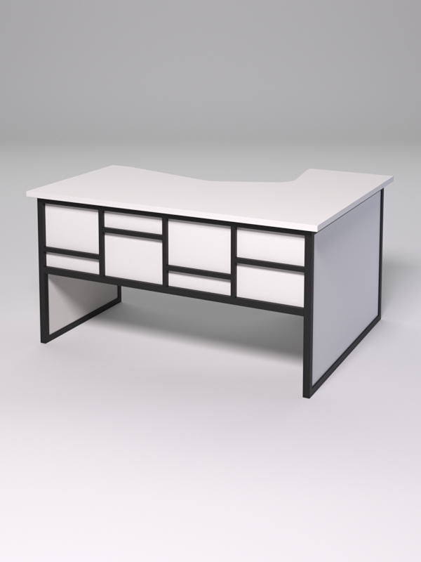 Стол эргономичный левосторонний НТ-040 СТРОНГ в стиле ЛОФТ декор №3, Белый