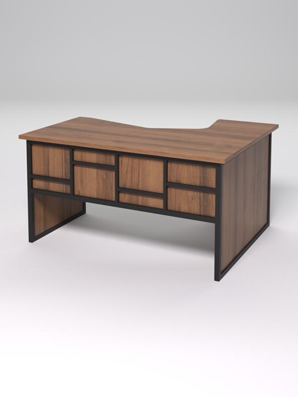 Стол эргономичный левосторонний НТ-040 СТРОНГ в стиле ЛОФТ декор №3, Орех