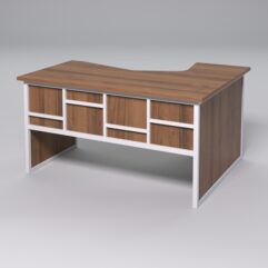 Стол эргономичный левосторонний НТ-040 СТРОНГ в стиле ЛОФТ декор №3, Орех + металлический каркас Белый