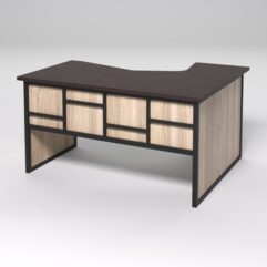 Стол эргономичный левосторонний НТ-040 СТРОНГ в стиле ЛОФТ декор №3, Дуб Венге и Дуб Сонома