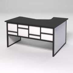 Стол эргономичный левосторонний НТ-040 СТРОНГ в стиле ЛОФТ декор №3, Черный и Белый