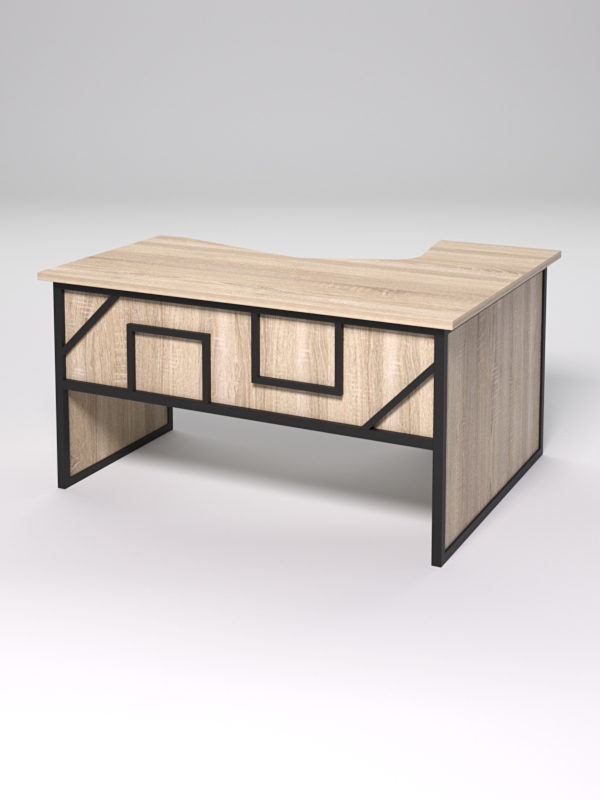 Стол эргономичный левосторонний НТ-040 СТРОНГ в стиле ЛОФТ декор №4, Дуб Сонома