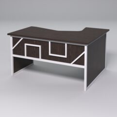 Стол эргономичный левосторонний НТ-040 СТРОНГ в стиле ЛОФТ декор №4, Дуб Венге + металлический каркас Белый