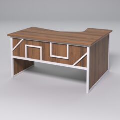 Стол эргономичный левосторонний НТ-040 СТРОНГ в стиле ЛОФТ декор №4, Орех + металлический каркас Белый