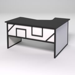 Стол эргономичный левосторонний НТ-040 СТРОНГ в стиле ЛОФТ декор №4, Черный и Белый