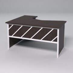 Стол эргономичный правосторонний НТ-040 СТРОНГ в стиле ЛОФТ декор №2, Дуб Венге + металлический каркас Белый