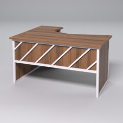 Стол эргономичный правосторонний НТ-040 СТРОНГ в стиле ЛОФТ декор №2, Орех + металлический каркас Белый