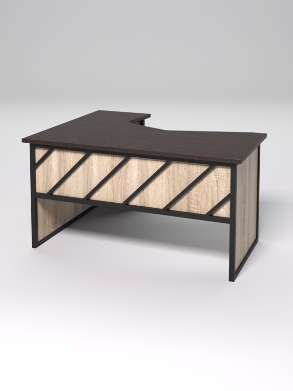 Стол эргономичный правосторонний НТ-040 СТРОНГ в стиле ЛОФТ декор №2, Дуб Венге и Дуб Сонома