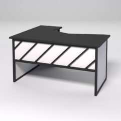 Стол эргономичный правосторонний НТ-040 СТРОНГ в стиле ЛОФТ декор №2, Черный и Белый