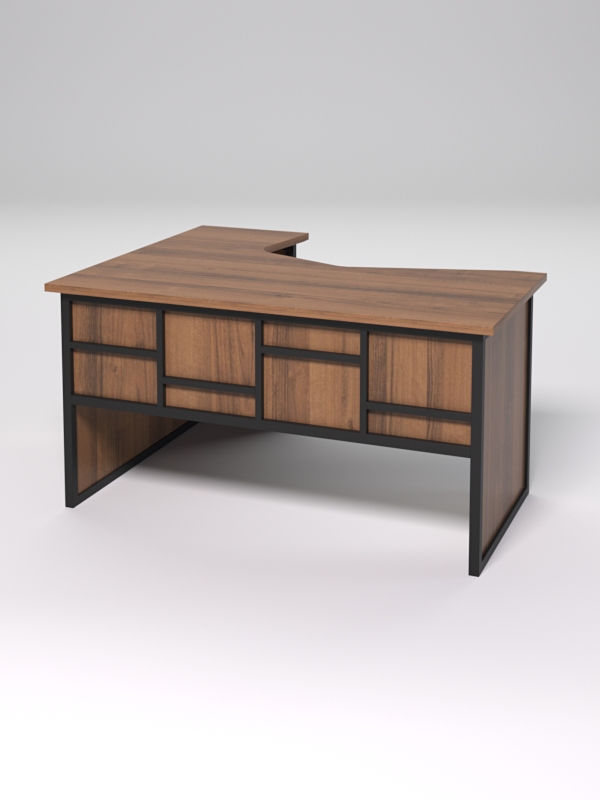 Стол эргономичный правосторонний НТ-040 СТРОНГ в стиле ЛОФТ декор №3, Орех