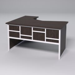 Стол эргономичный правосторонний НТ-040 СТРОНГ в стиле ЛОФТ декор №3, Дуб Венге + металлический каркас Белый