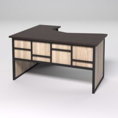 Стол эргономичный правосторонний НТ-040 СТРОНГ в стиле ЛОФТ декор №3, Дуб Венге и Дуб Сонома