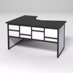 Стол эргономичный правосторонний НТ-040 СТРОНГ в стиле ЛОФТ декор №3, Черный и Белый