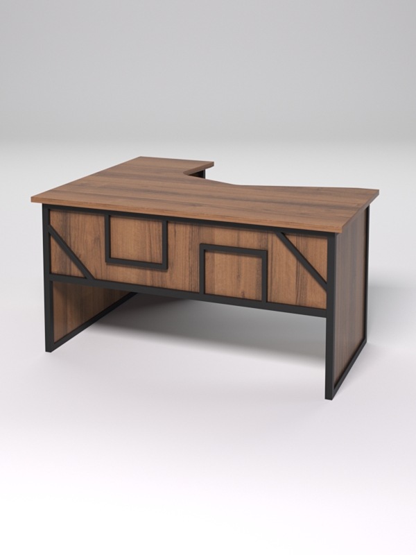 Стол эргономичный правосторонний НТ-040 СТРОНГ в стиле ЛОФТ декор №4, Орех