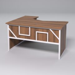 Стол эргономичный правосторонний НТ-040 СТРОНГ в стиле ЛОФТ декор №4, Орех + металлический каркас Белый