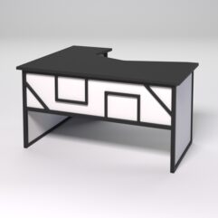 Стол эргономичный правосторонний НТ-040 СТРОНГ в стиле ЛОФТ декор №4, Черный и Белый