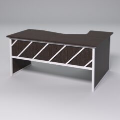 Стол эргономичный левосторонний НТ-060 СТРОНГ в стиле ЛОФТ декор №2, Дуб Венге + металлический каркас Белый