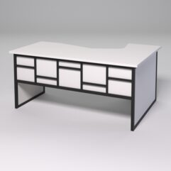 Стол эргономичный левосторонний НТ-060 СТРОНГ в стиле ЛОФТ декор №3, Белый