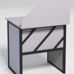 Стол рабочий офисный С-01 с экраном СТРОНГ в стиле ЛОФТ декор №2, Серый