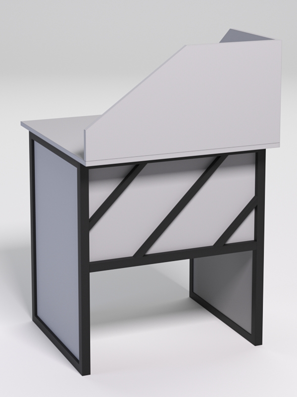 Стол рабочий офисный С-01 с экраном СТРОНГ в стиле ЛОФТ декор №2, Серый