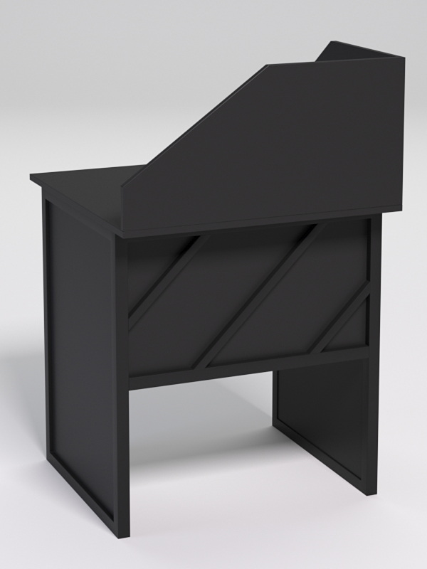 Стол рабочий офисный С-01 с экраном СТРОНГ в стиле ЛОФТ декор №2, Черный