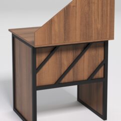 Стол рабочий офисный С-01 с экраном СТРОНГ в стиле ЛОФТ декор №2, Орех