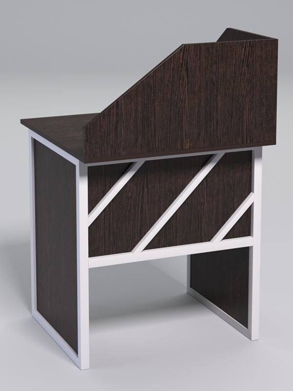 Стол рабочий офисный С-01 с экраном СТРОНГ в стиле ЛОФТ декор №2, Дуб Венге + металлический каркас Белый