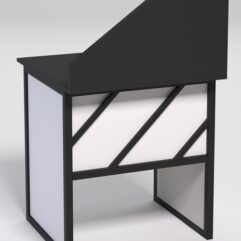 Стол рабочий офисный С-01 с экраном СТРОНГ в стиле ЛОФТ декор №2, Черный и Белый