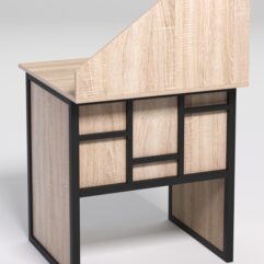 Стол рабочий офисный С-01 с экраном СТРОНГ в стиле ЛОФТ декор №3, Дуб Сонома