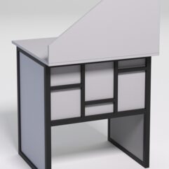 Стол рабочий офисный С-01 с экраном СТРОНГ в стиле ЛОФТ декор №3, Серый