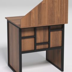 Стол рабочий офисный С-01 с экраном СТРОНГ в стиле ЛОФТ декор №3, Орех