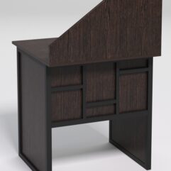 Стол рабочий офисный С-01 с экраном СТРОНГ в стиле ЛОФТ декор №3, Дуб Венге