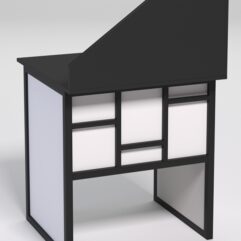 Стол рабочий офисный С-01 с экраном СТРОНГ в стиле ЛОФТ декор №3, Черный и Белый